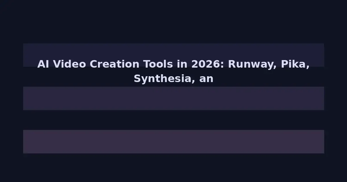 AI Video Creation Tools in 2026: Runway, Pika, Synthesia, and the Democratization of Video Production